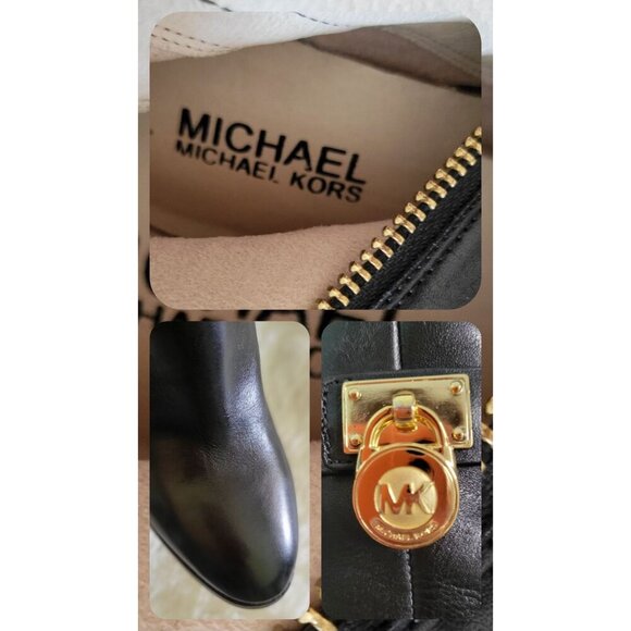Michael Kors Black Leather Knee-High Boots Gold Hardware  Size 7.5M - Picture 9 of 9